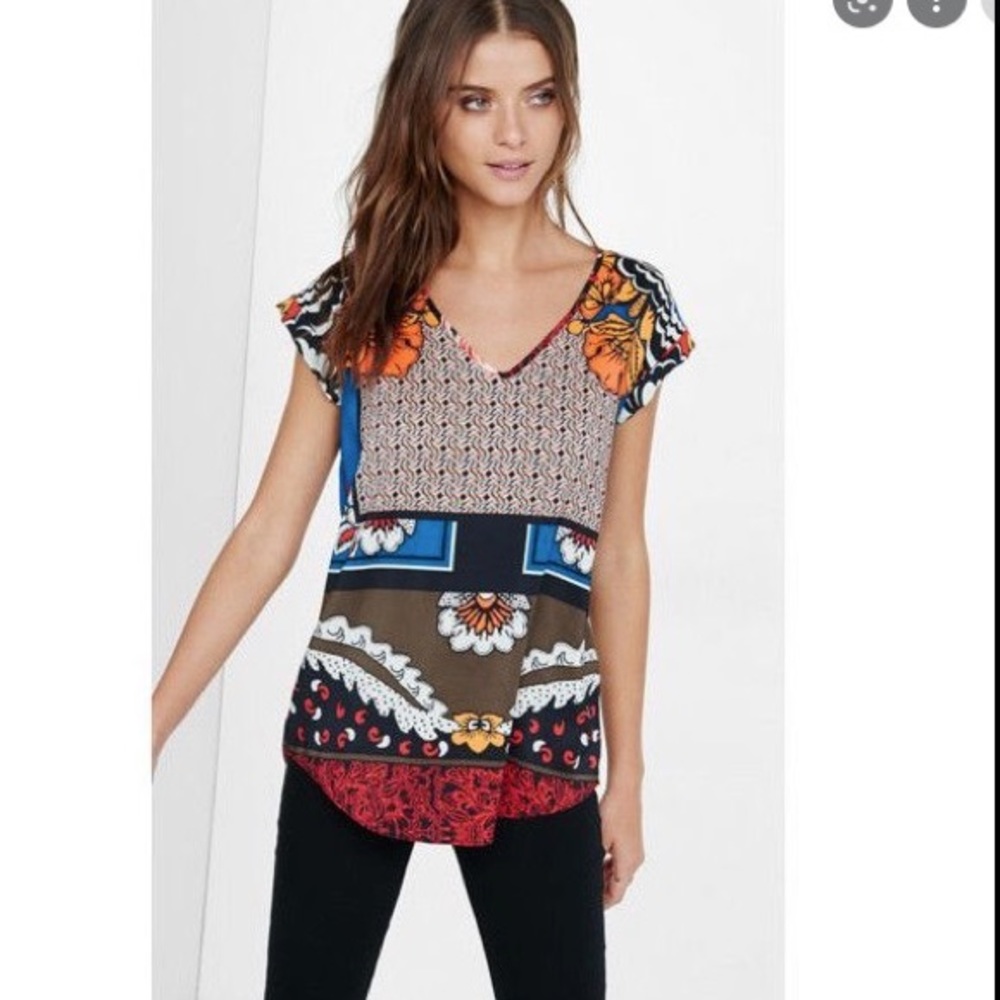 Express Floral Rolled Sleeve Blouse